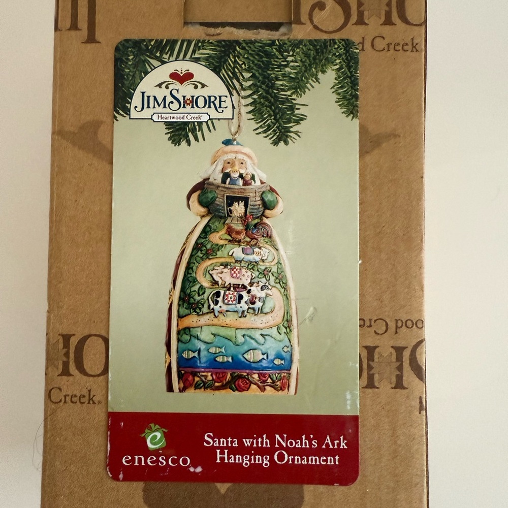 Jim Shore Christmas Ornament - Santa w/ Noah Ark Hanging Ornament 4.5”